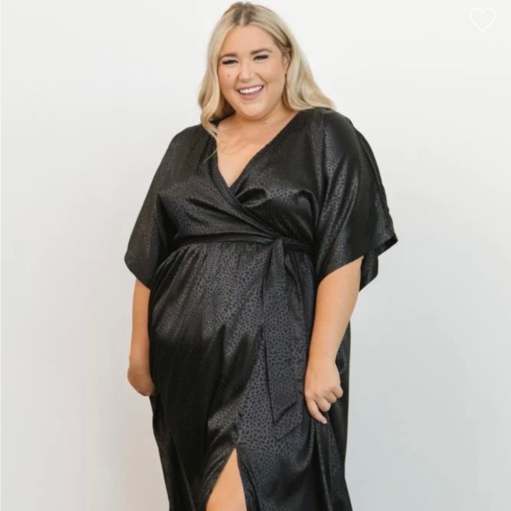 Baltic Born Leopard Print Kimono Silky Maxi Dress